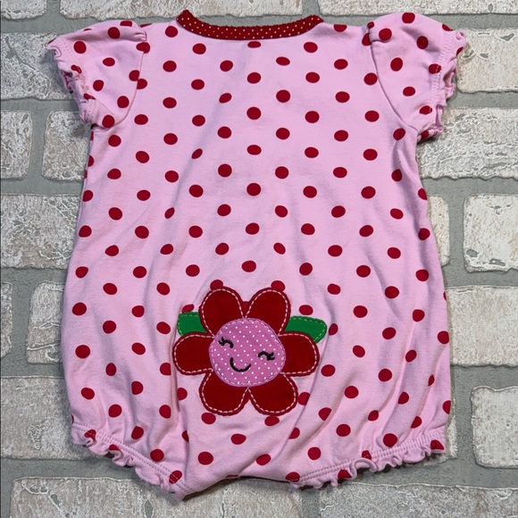 Pink and Red Polka Dot Baby Romper - Picture 2 of 5